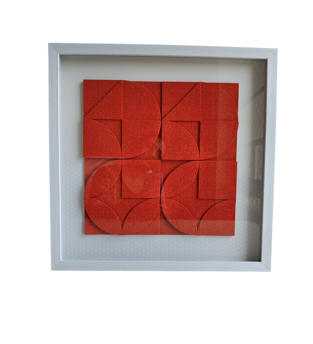 Terracotta Rhythm - Textured Geometric Wall Art Frame