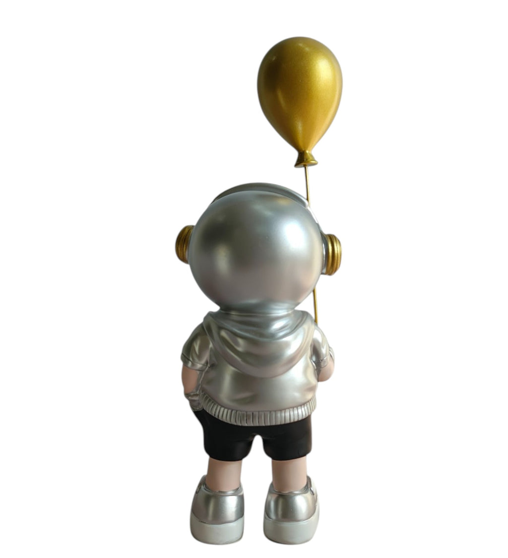 Silver Headphone boy with Balloon