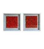 Luxury Orange Abstract Wooden Wall Frame Set of 2