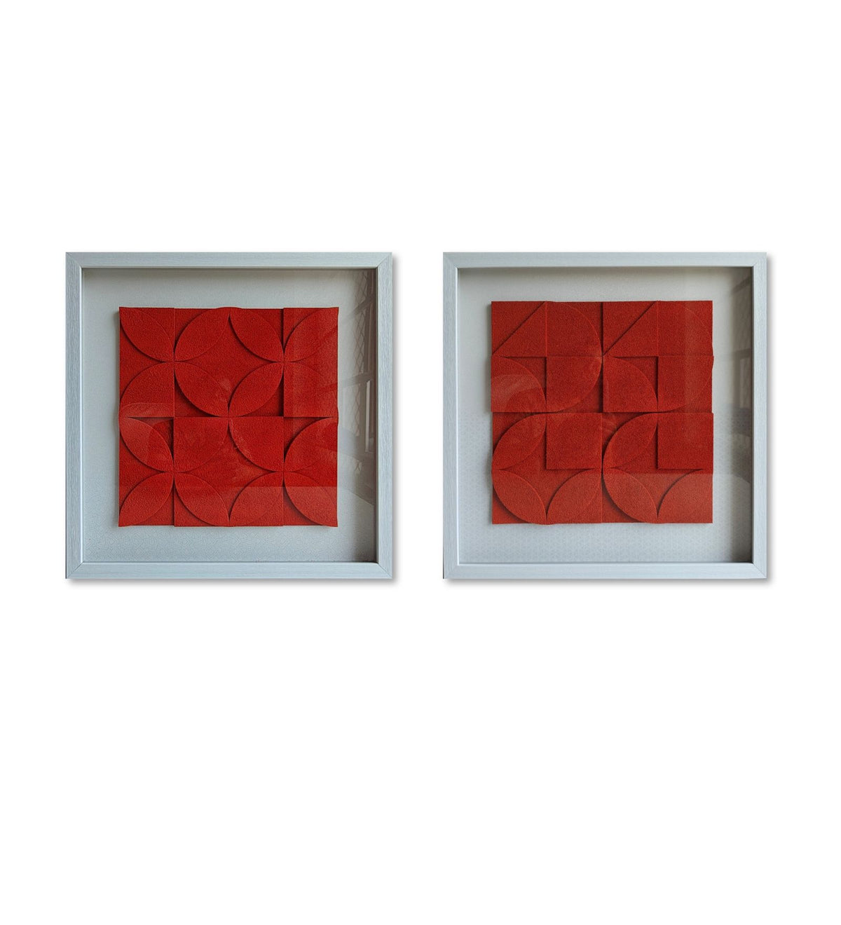 Luxury Orange Abstract Wooden Wall Frame Set of 2