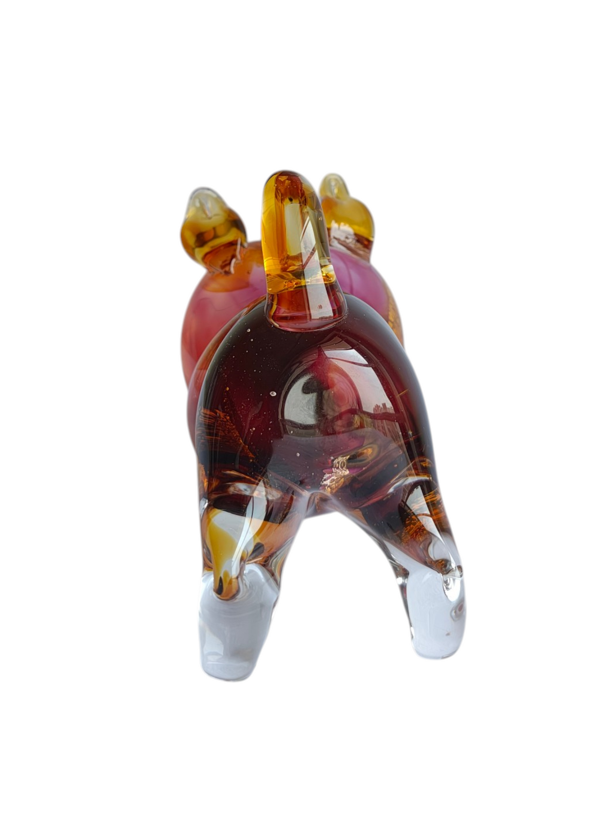 Multicolored Glass Dog Decorative Figurine – Amber & Crystal Finish