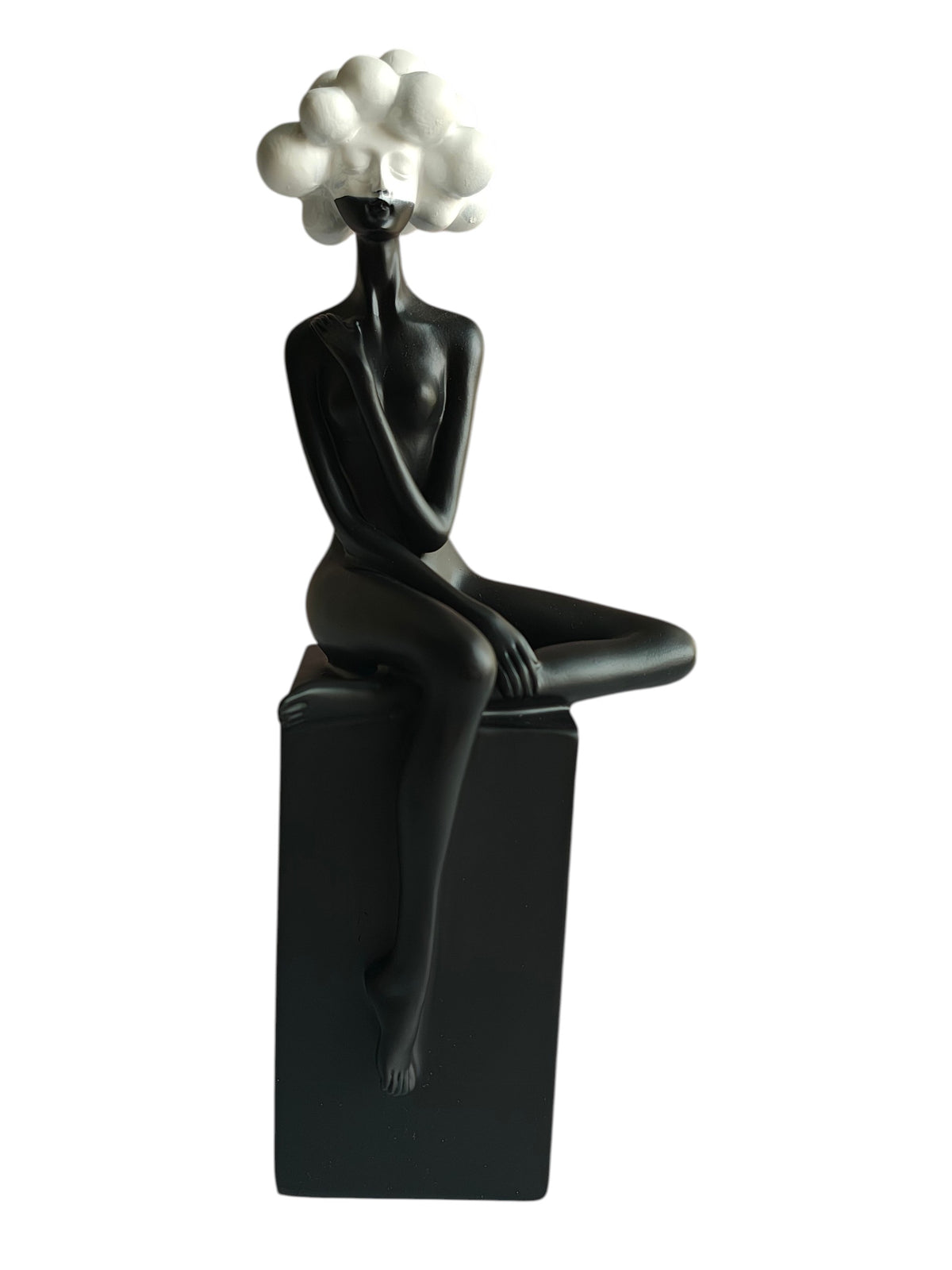 White Bubble Hair Sitting Lady
