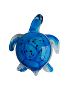 Blue Ocean Glass Turtle Showpiece - Coastal Ocean Animal Art Glass