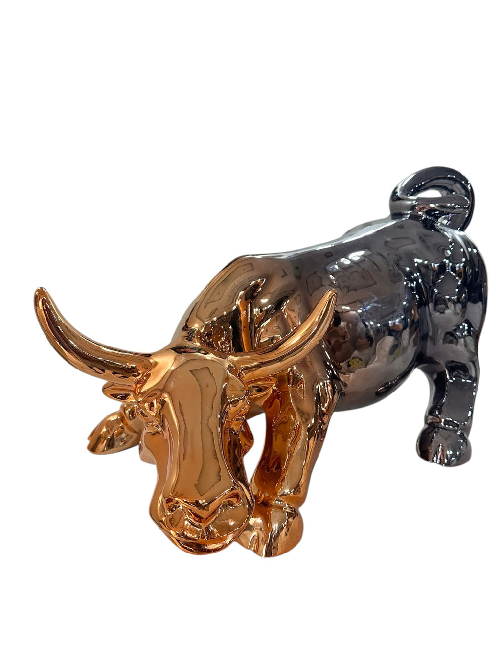 Titan Charge Metallic Bull Sculpture Rose Gold & Gunmetal Edition