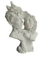 Soulmates Love Couple Bust Statue - Romantic Couple Face with Floral Hair