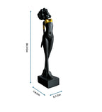 Premium & Elegant Black Polyresin Golden Strip Standing Lady