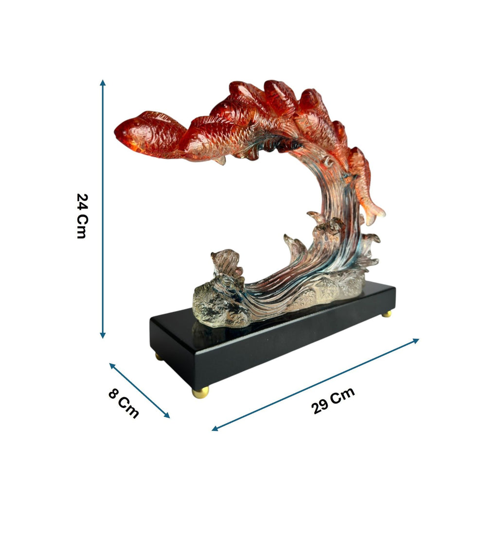 Premium Koi Fish Wave Decorative Showpiece