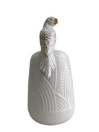 Golden Parrot Perch - Speckled White Ceramic Vase