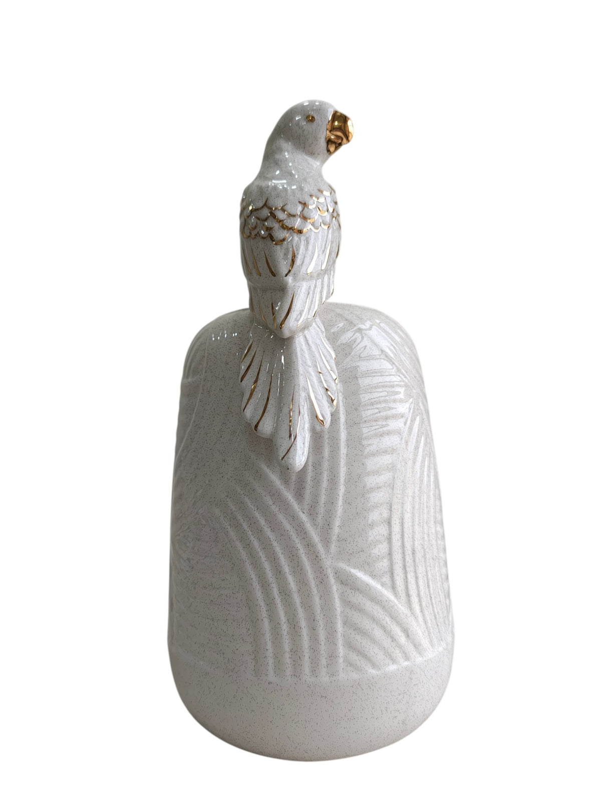Golden Parrot Perch - Speckled White Ceramic Vase