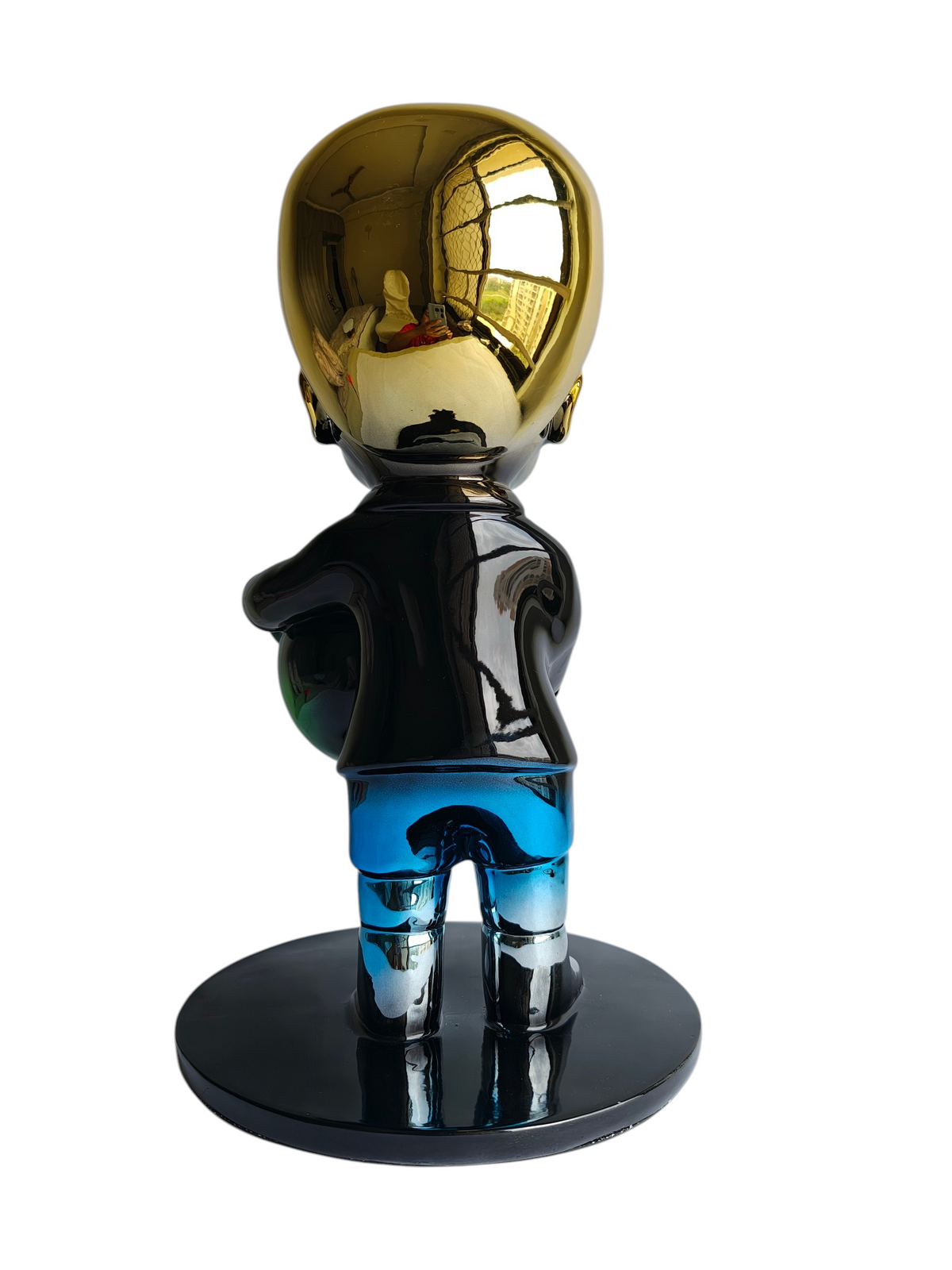 Richie Rich Pop Art Sculpture with Gold Head & Green Money Bag
