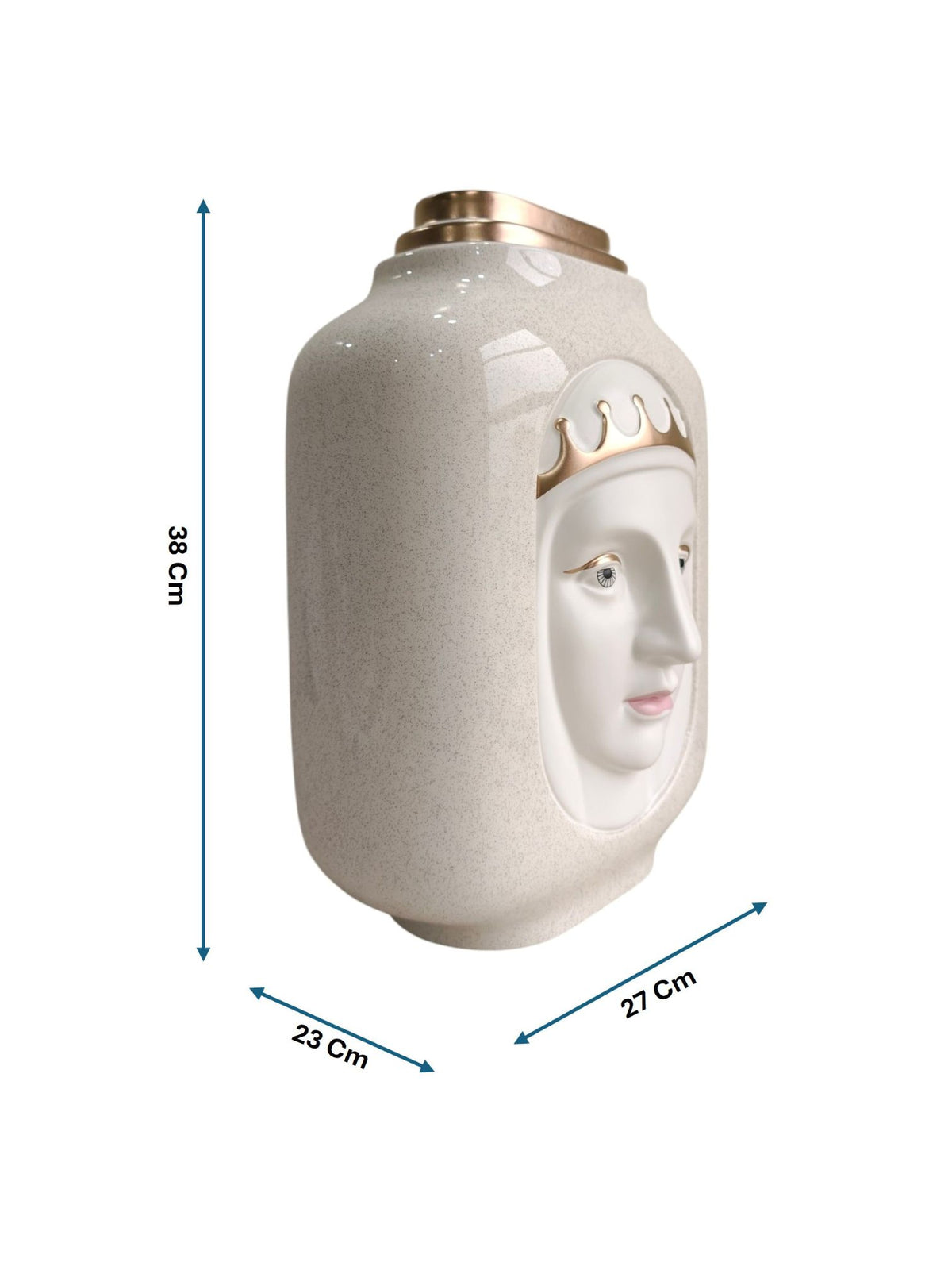 Royal Face Ceramic Vase with Crown Design