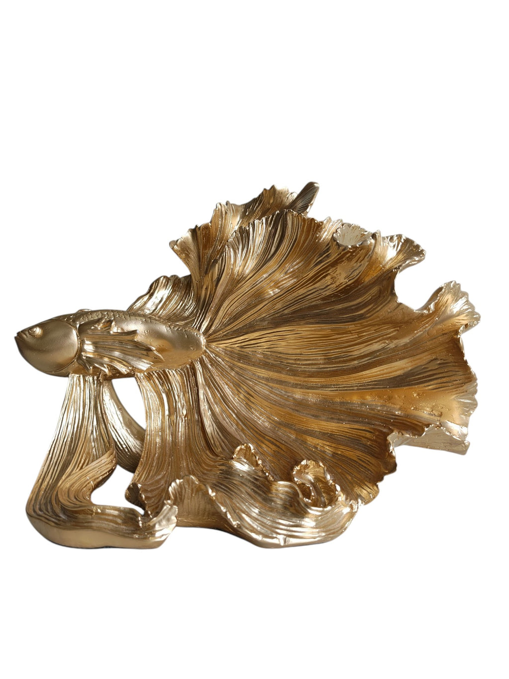 Golden Betta Fish Sculpture - Luxe Metallic Statement Decor - Sun Mun Edition