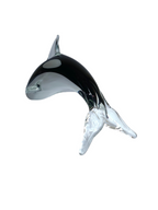 Midnight Orca - Handblown Murano-Style Glass Dolphin Figurine