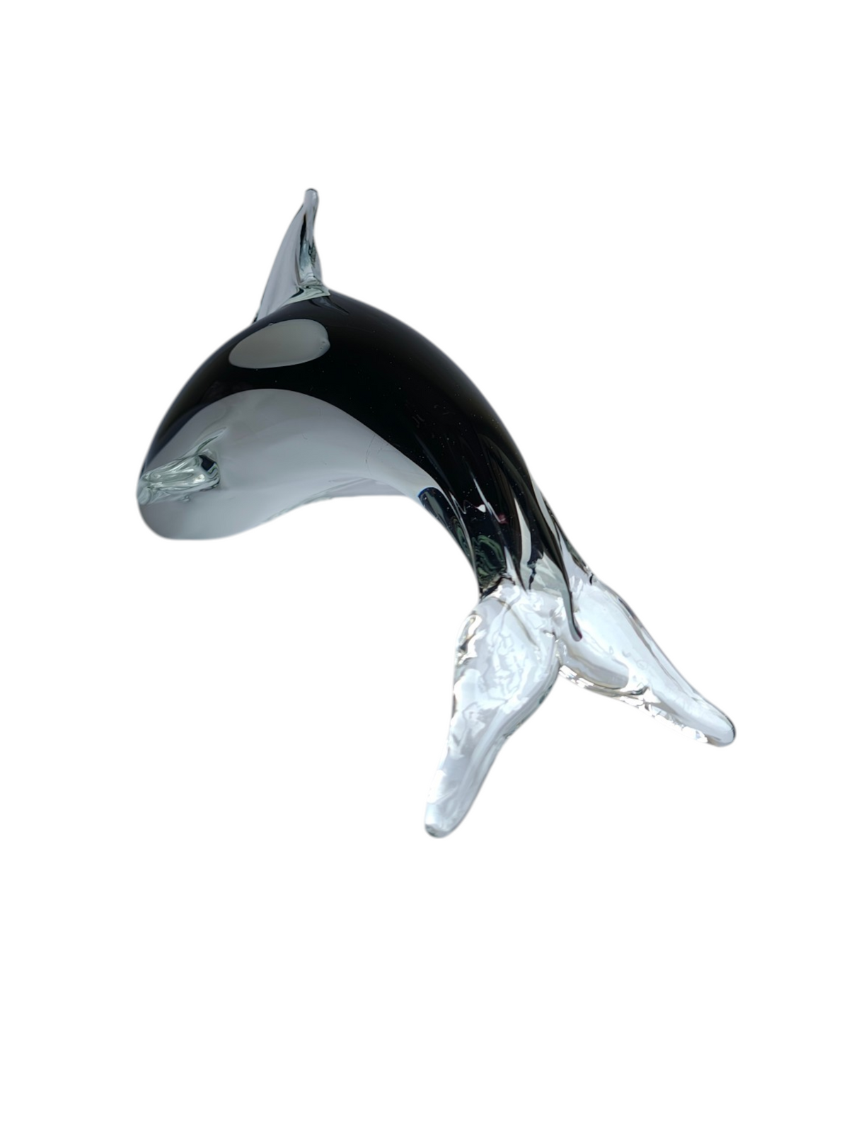 Midnight Orca - Handblown Murano-Style Glass Dolphin Figurine