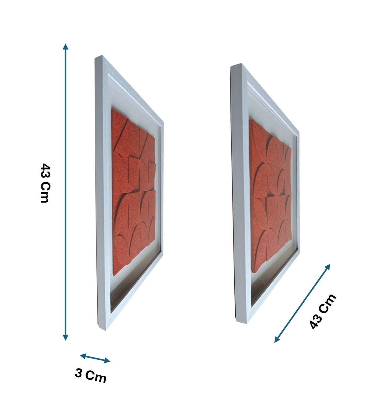 Luxury Orange Abstract Wooden Wall Frame Set of 2
