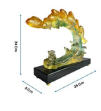 Golden Prosperity Koi Wave Crystal Showpiece