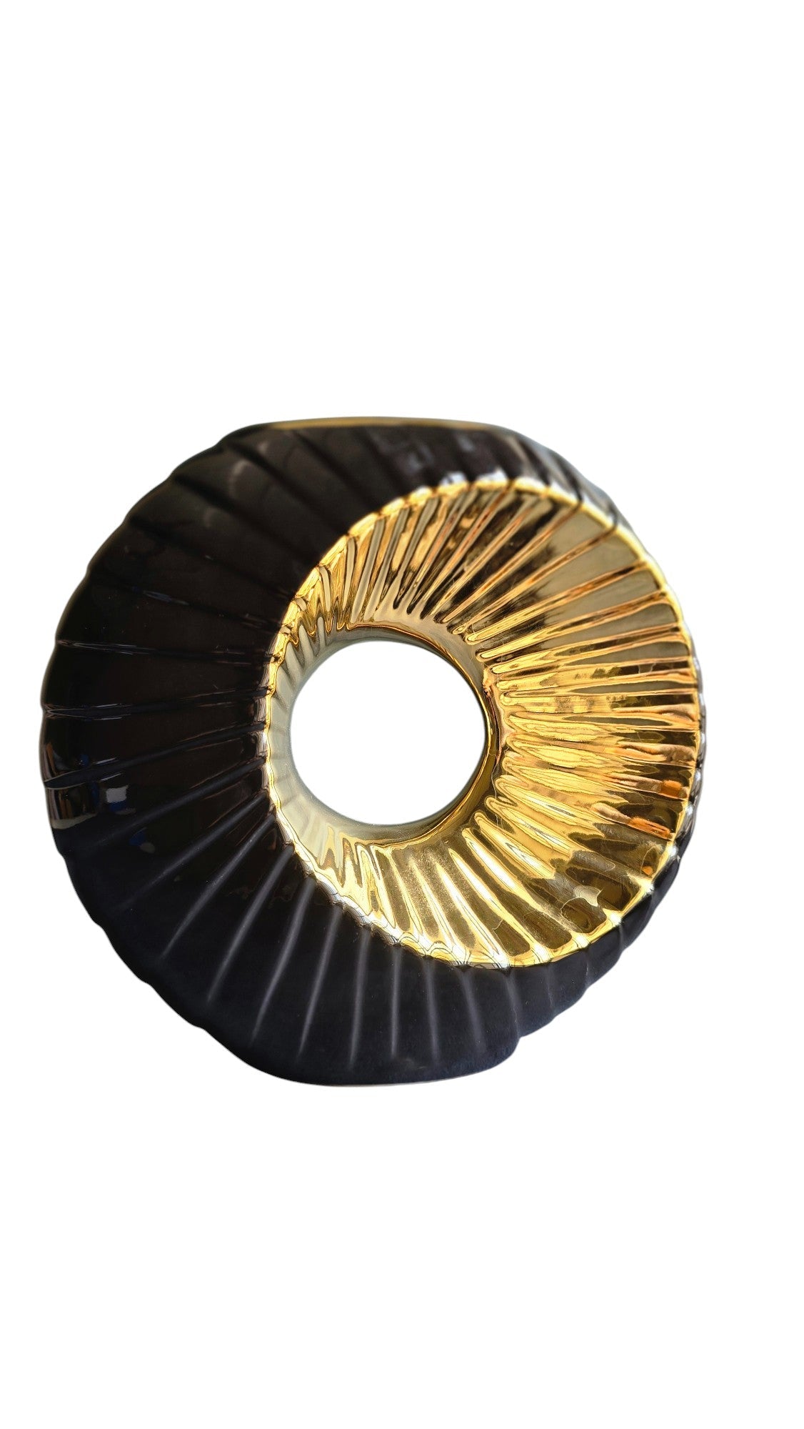 Black & Golden Ceramic Premium Circular Vase