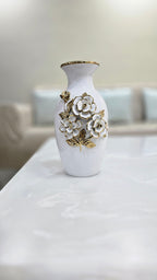 White & Golden Ceramic Premium & Elegant Large Vase