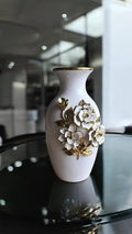 White & Golden Ceramic Premium & Elegant Large Vase