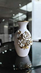 White & Golden Ceramic Premium & Elegant Large Vase