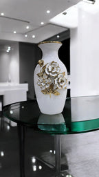 White & Golden Ceramic Premium & Elegant Large Vase