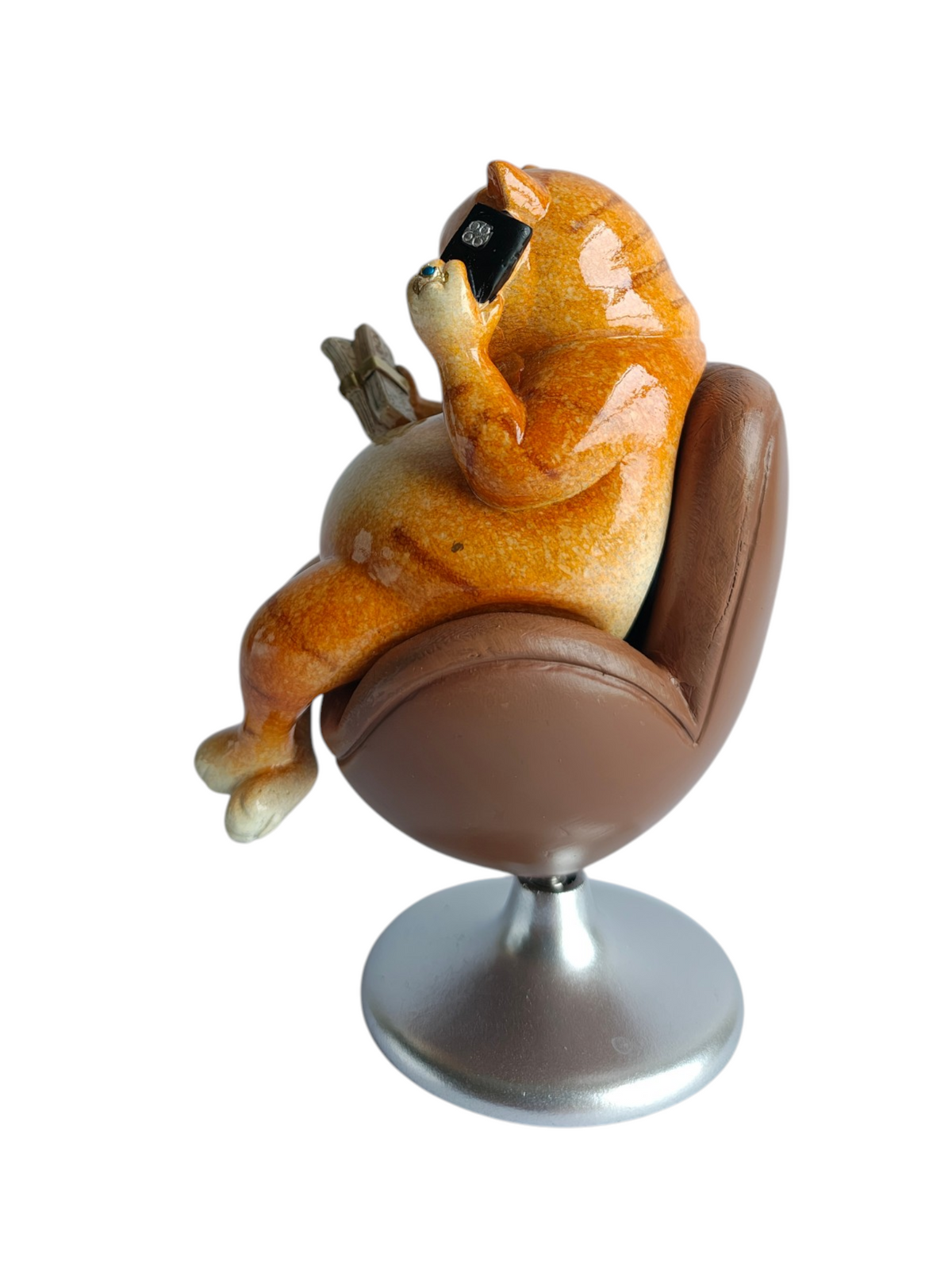 Boss Cat - Millionaire Cat on Swivel Chair with Money & Phone Figurine