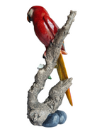 Scarlet Majesty - Lifelike Red Macaw Parrot on Branch Figurine