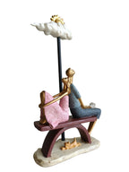 Sunny Day Dreamers - Couple on Bench Under Sun & Cloud Showpiece