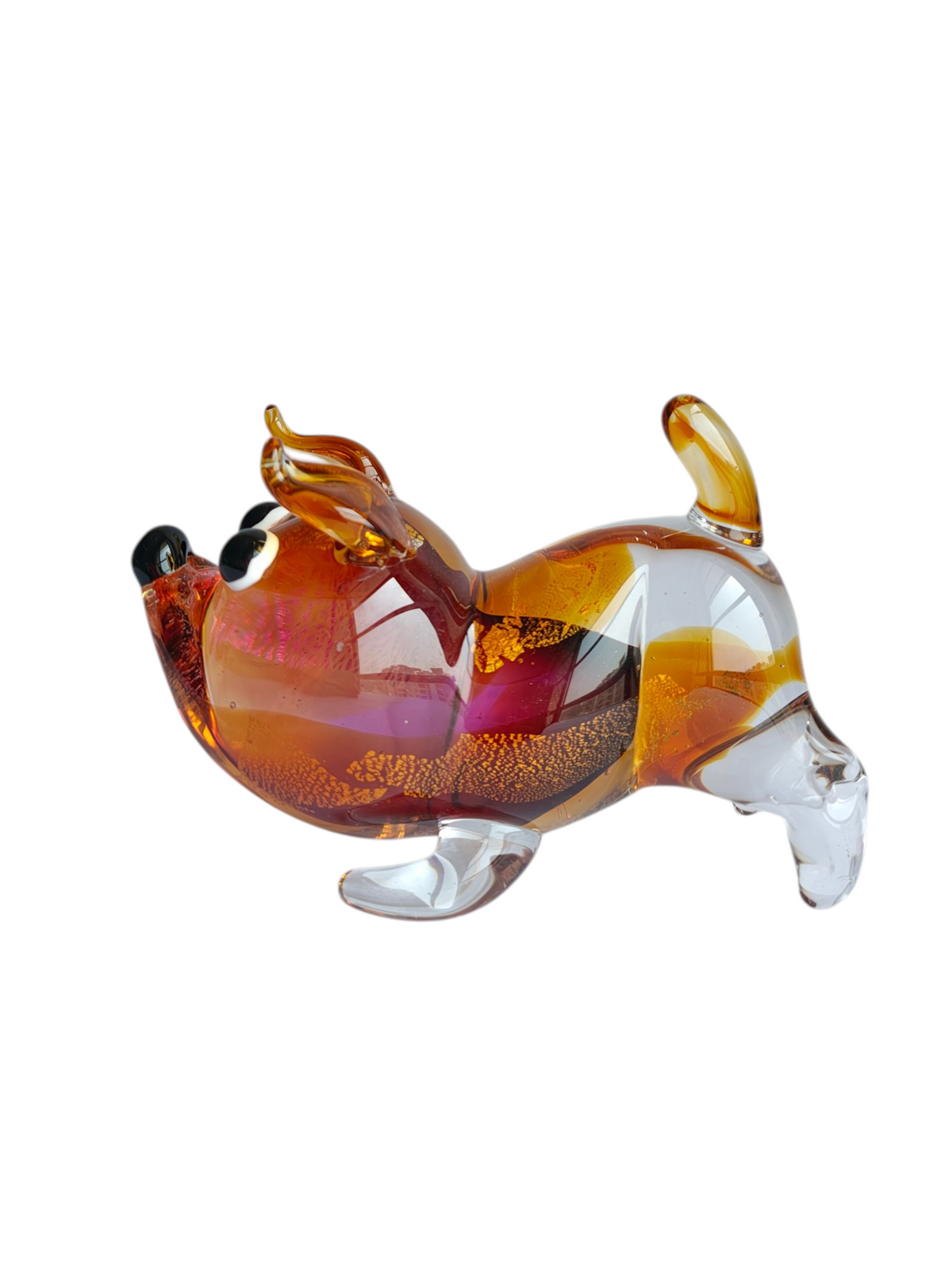 Multicolored Glass Dog Decorative Figurine – Amber & Crystal Finish