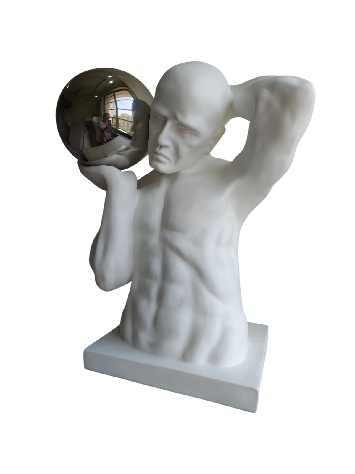 Atlas Strength Sculpture with Chrome Sphere
