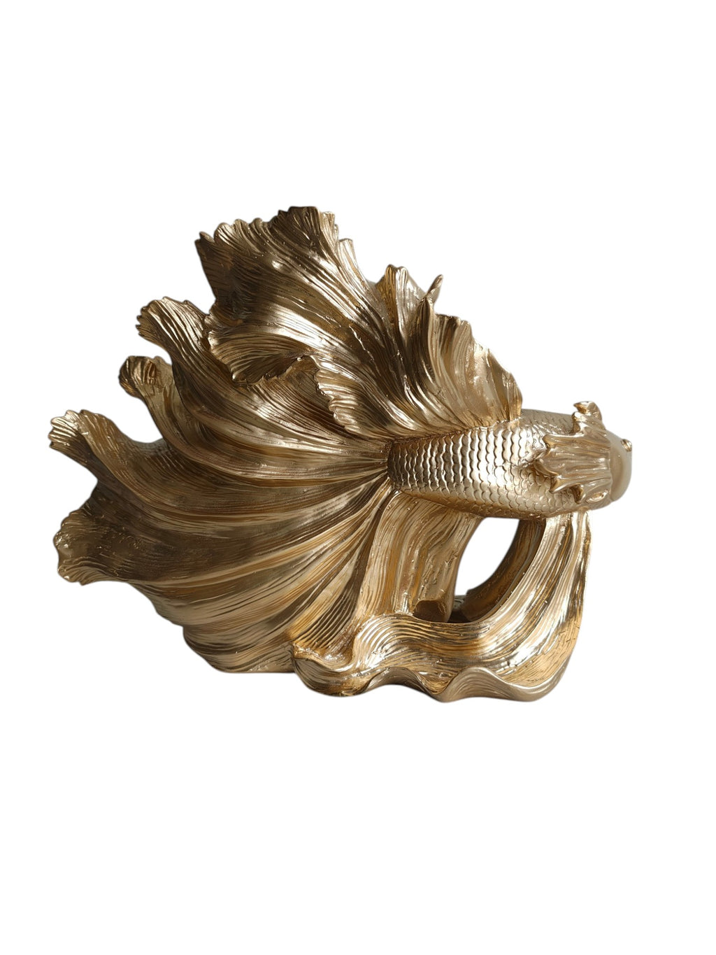 Golden Betta Fish Sculpture - Luxe Metallic Statement Decor - Sun Mun Edition