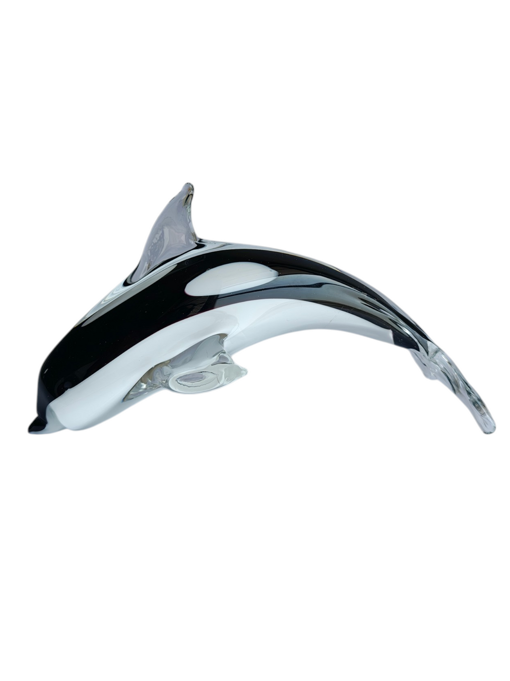 Midnight Orca - Handblown Murano-Style Glass Dolphin Figurine