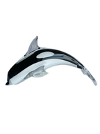 Midnight Orca - Handblown Murano-Style Glass Dolphin Figurine