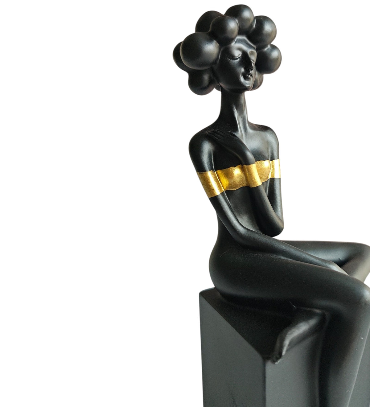 Black Bubble Hair Sitting Lady