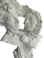 Soulmates Love Couple Bust Statue - Romantic Couple Face with Floral Hair