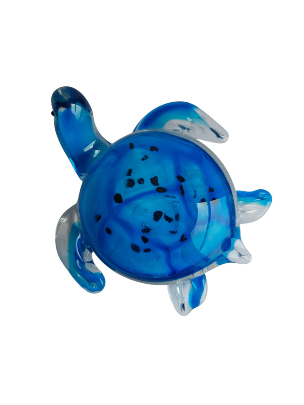 Blue Ocean Glass Turtle Showpiece - Coastal Ocean Animal Art Glass
