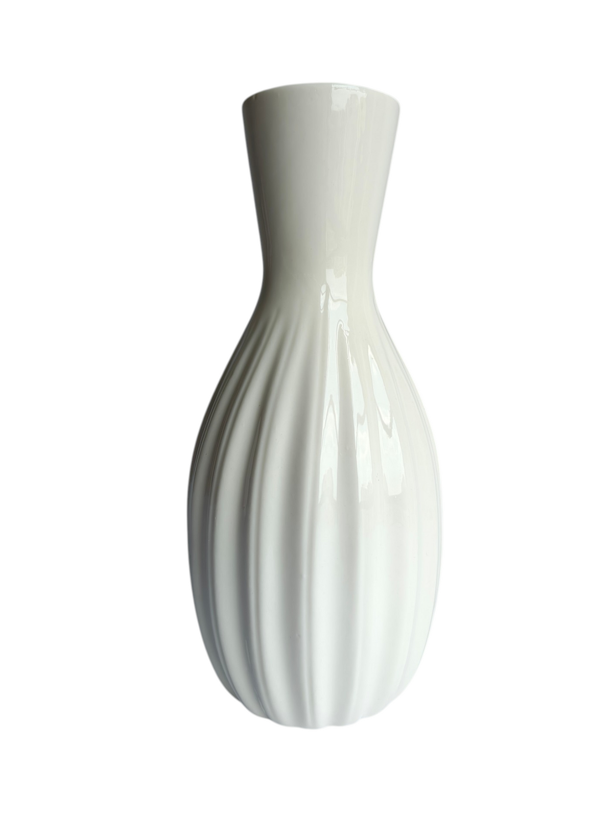 White Ceramic Vase with 3D Pink Rose Applique
