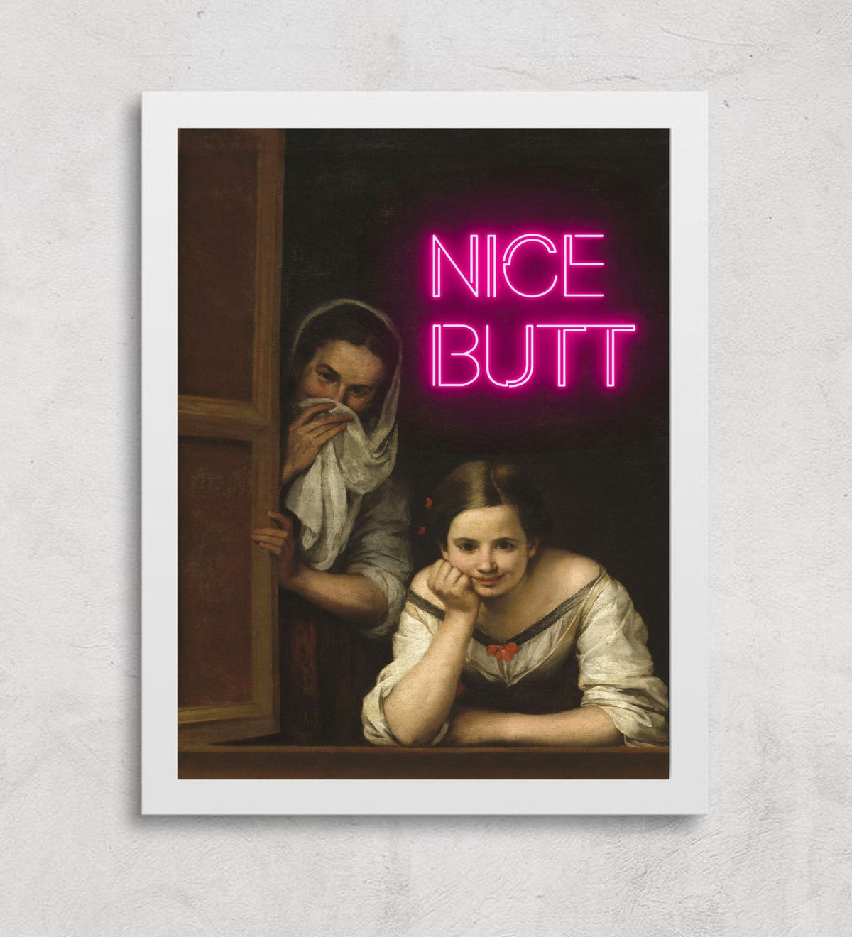Quirky Neon Bathroom Poster Set of 2 – Funny Cat & Vintage Wall Art