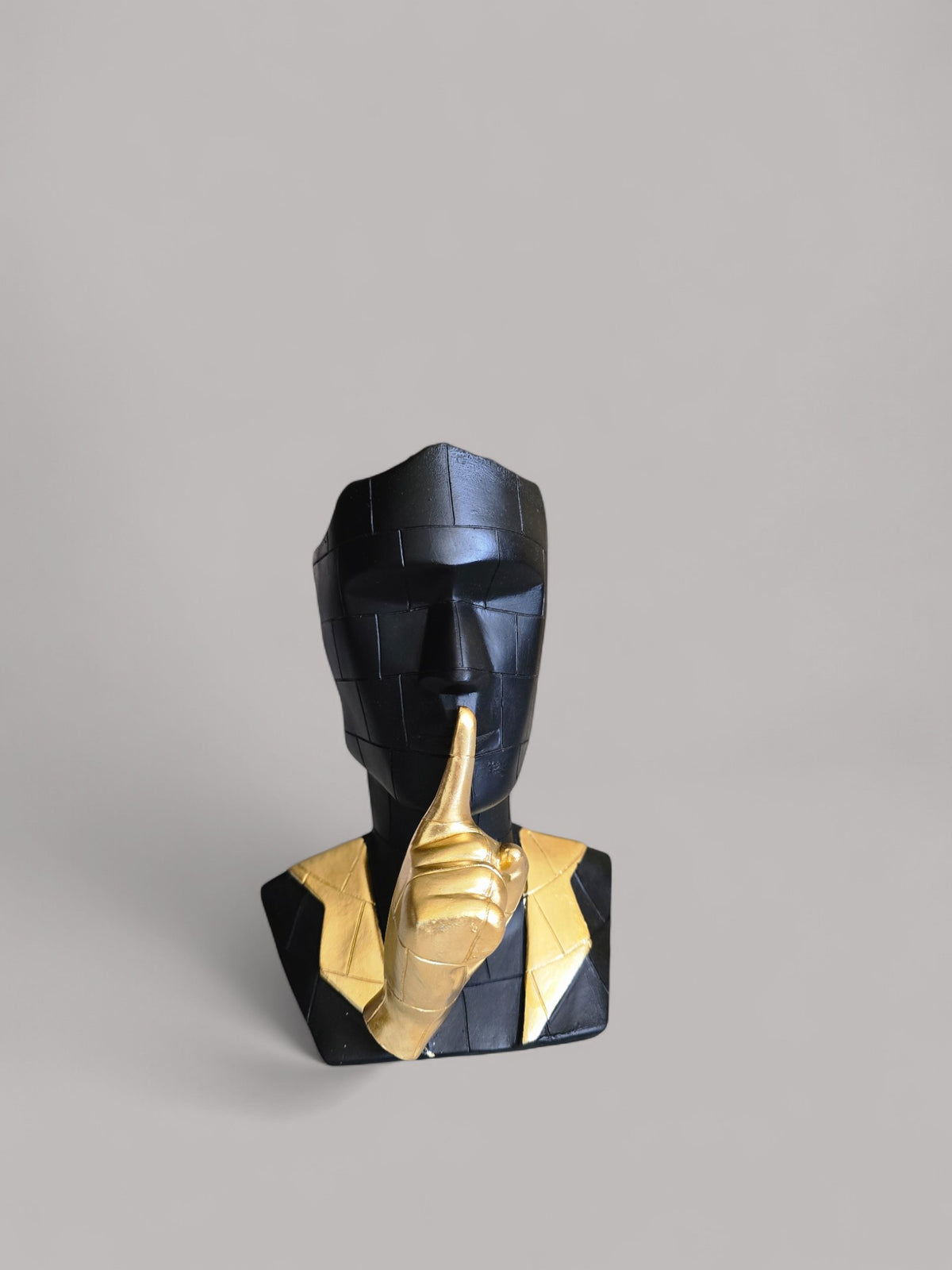 Gold & Black Polyresin Premium Silence Face