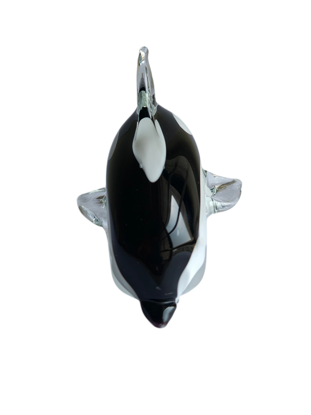 Midnight Orca - Handblown Murano-Style Glass Dolphin Figurine