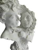 Soulmates Love Couple Bust Statue - Romantic Couple Face with Floral Hair
