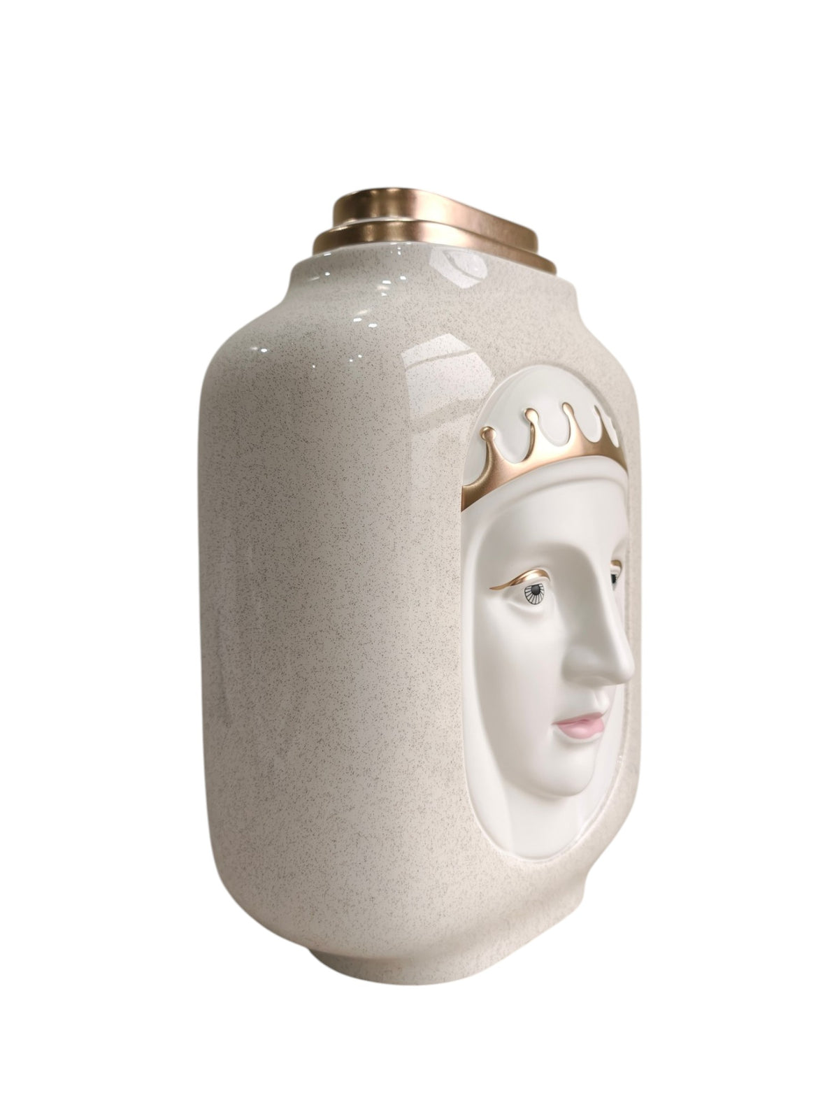 Royal Face Ceramic Vase with Crown Design