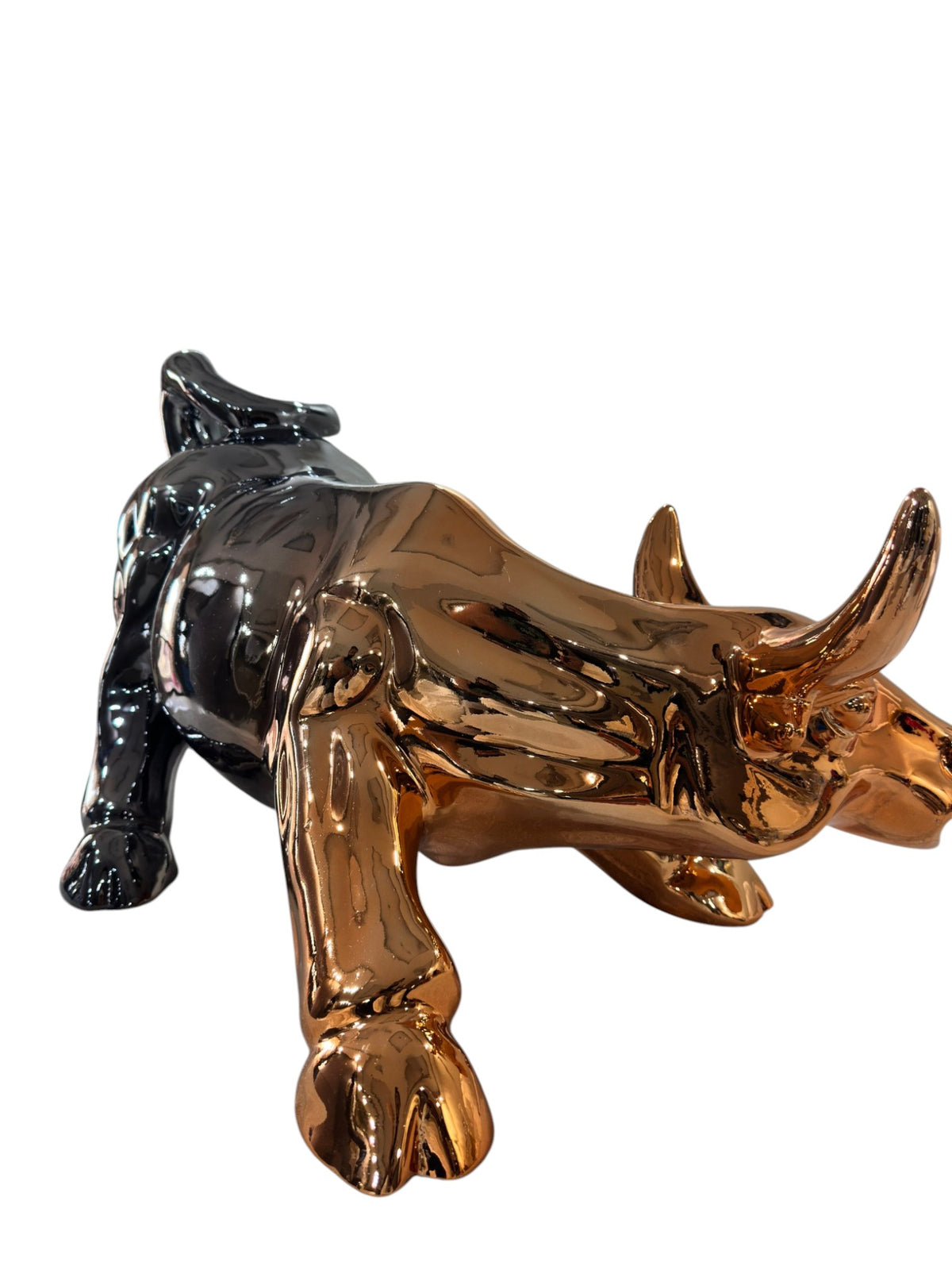 Titan Charge Metallic Bull Sculpture Rose Gold & Gunmetal Edition