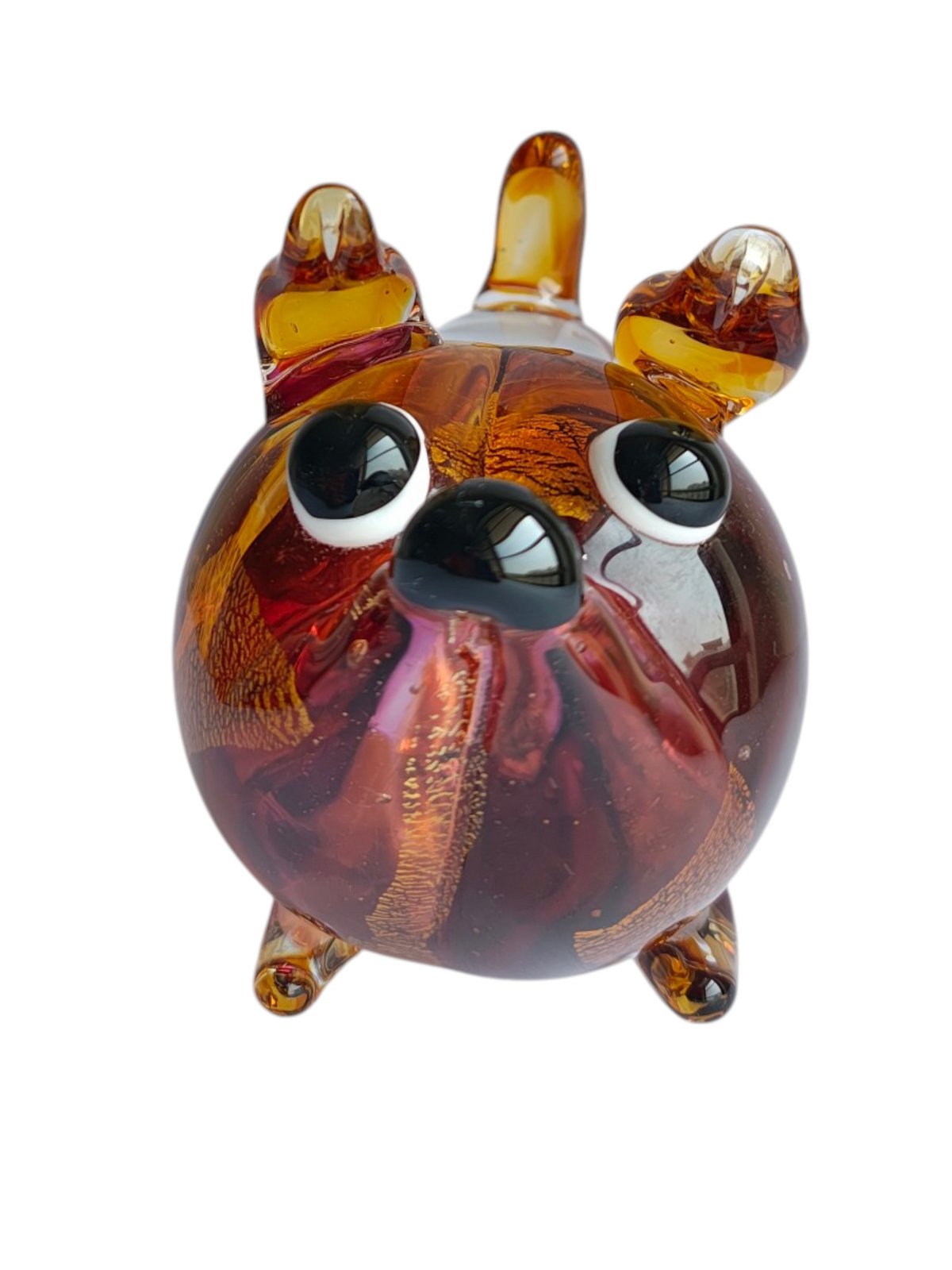 Multicolored Glass Dog Decorative Figurine – Amber & Crystal Finish