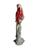 Scarlet Majesty - Lifelike Red Macaw Parrot on Branch Figurine