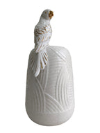 Golden Parrot Perch - Speckled White Ceramic Vase