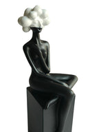 White Bubble Hair Sitting Lady