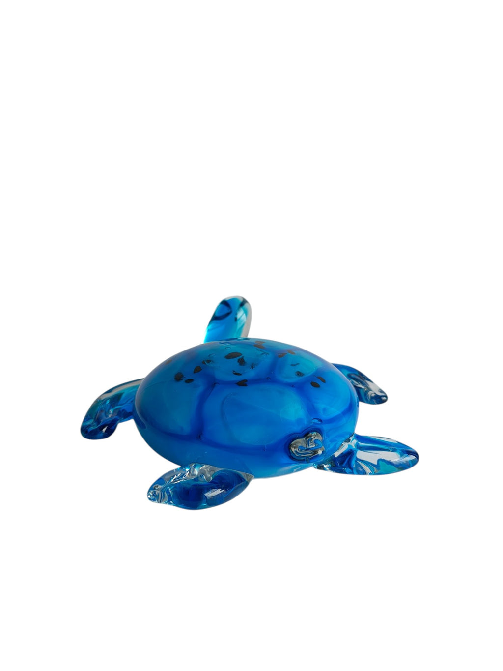 Blue Ocean Glass Turtle Showpiece - Coastal Ocean Animal Art Glass