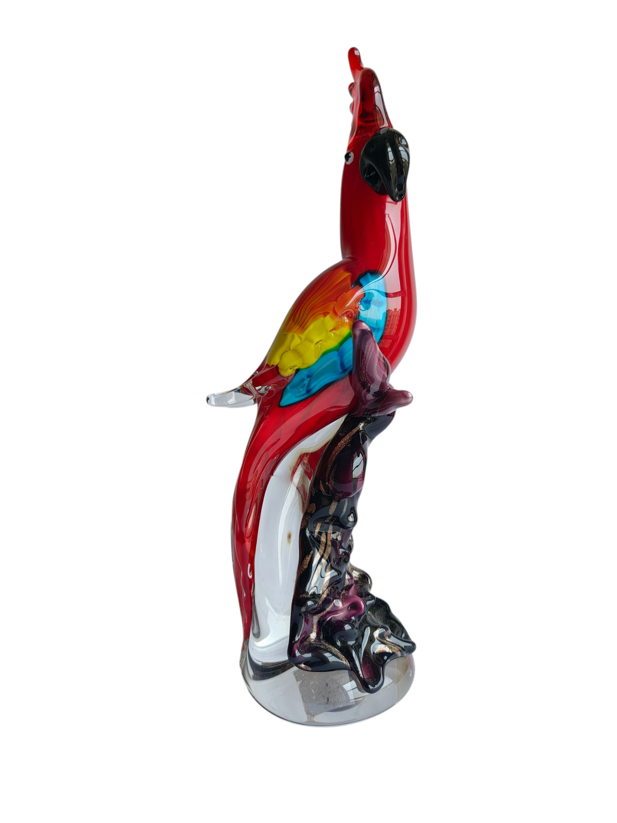Vibrant Red Parrot Glass Decorative Figurine