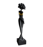 Premium & Elegant Black Polyresin Golden Strip Standing Lady